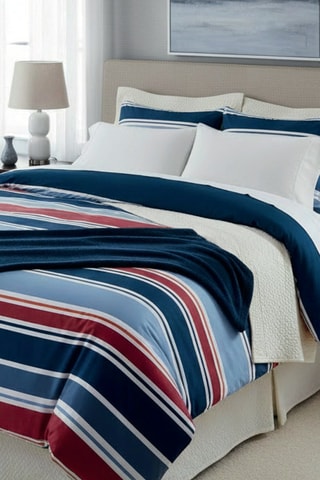 Parure de couette réversible en satin de coton - 80 fils/cm² - Bleu foncé