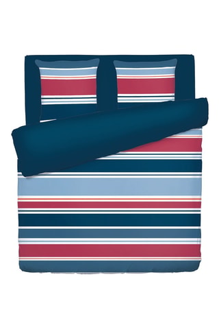 Parure de couette réversible en satin de coton - 80 fils/cm² - Bleu foncé