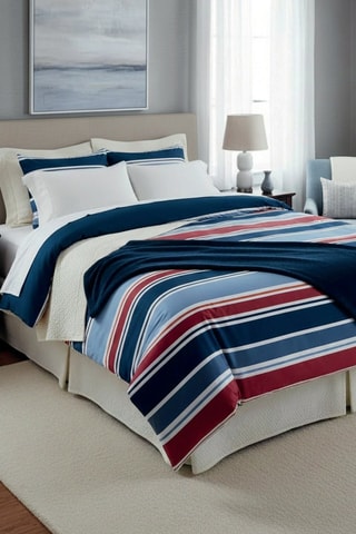 Parure de couette réversible en satin de coton - 80 fils/cm² - Bleu foncé
