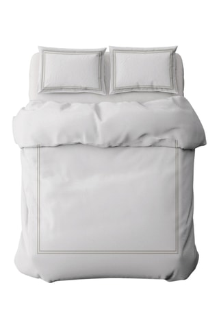 Parure de couette en satin de coton 80 fils/cm² Annecy - Taupe et blanc