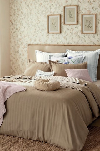 Parure de couette en satin de coton Dobby - Taupe