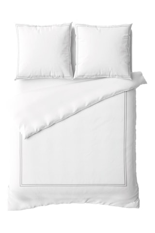 Parure de couette en satin de coton 80 fils/cm² Cannes - Gris clair et blanc