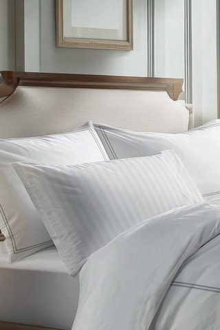 Parure de couette en satin de coton 80 fils/cm² Cannes - Gris clair et blanc