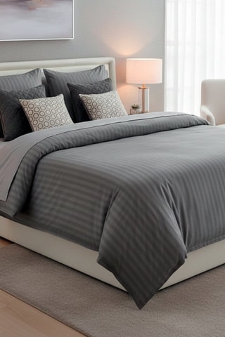 Drap plat en satin de coton - 80 fils/cm² - Gris foncé