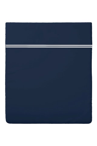 Drap plat en satin de coton 80 fils/cm² Cannes - Blanc et bleu marine