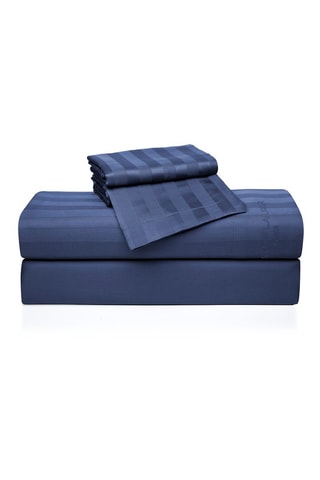 Parure de draps en satin de coton 80 fils/cm² Dobby stripe woven - Bleu