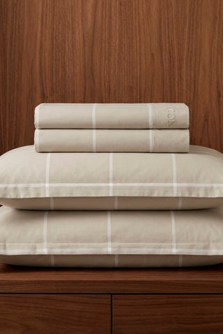 Parure de draps en satin de coton 80 fils/cm² Arthur - Taupe