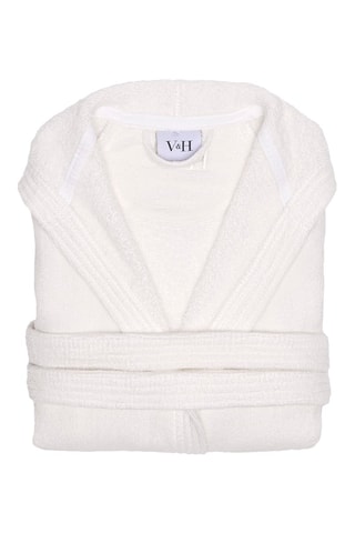 Peignoir en velours à capuche Uni - Blanc
