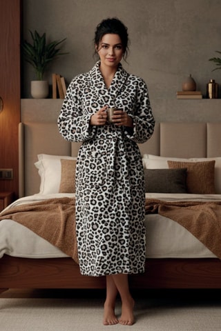Robe de chambre Séva - Blanc et noir
