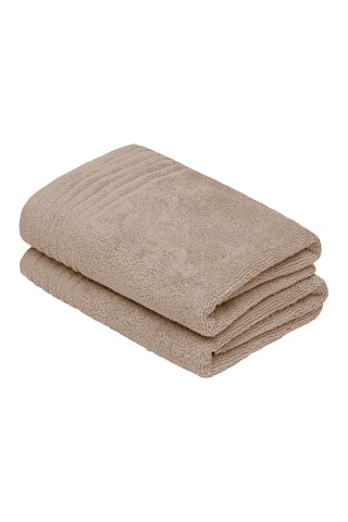 2 serviettes invités Ecume - Taupe - 45 x 45 cm