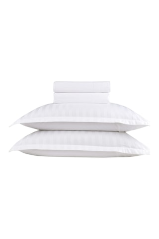 Parure de draps en satin de coton 80 fils/cm²  Dobby stripe woven - Blanc