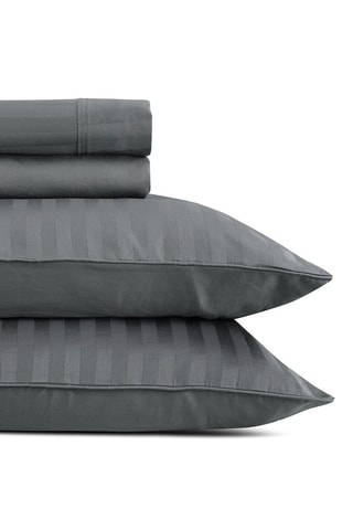 Parure de draps en satin de coton 80 fils/cm²  Dobby stripe woven - Gris
