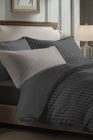 Parure de draps en satin de coton 80 fils/cm²  Dobby stripe woven - Gris