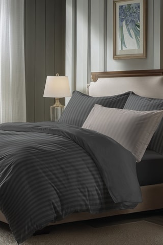 Parure de draps en satin de coton 80 fils/cm²  Dobby stripe woven - Gris