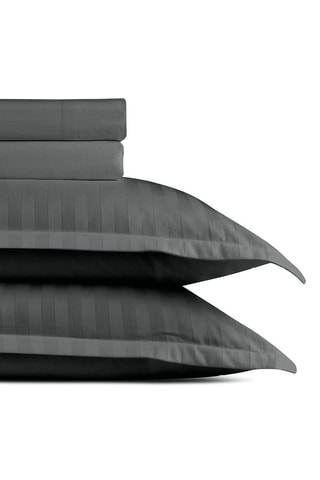 Parure de draps en satin de coton 80 fils/cm²  Dobby stripe woven - Gris