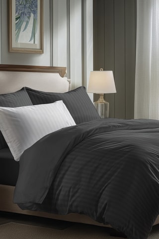 Parure de draps en satin de coton 80 fils/cm²  Dobby stripe woven - Gris