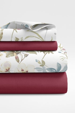 Parure de draps réversible en satin de coton 80 fils/cm² Aile mélodique - Blanc et gris