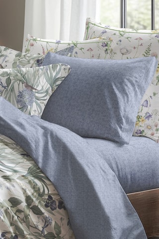 Parure de draps réversible en satin de coton 80 fils/cm² Jardin du paradis - Blanc et rose