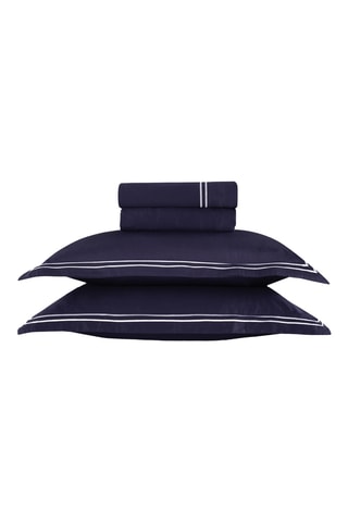 Parure de draps en satin de coton 80 fils/cm² Annecy - Bleu foncé