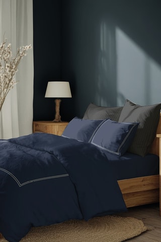 Parure de draps en satin de coton 80 fils/cm² Annecy - Bleu foncé