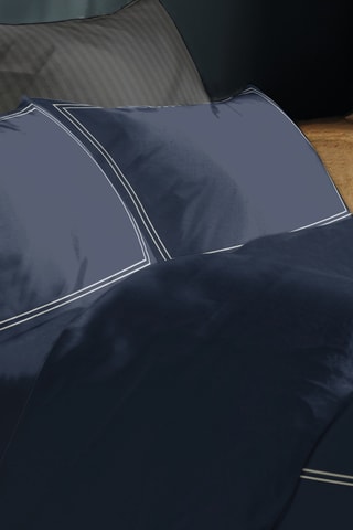 Parure de draps en satin de coton 80 fils/cm² Annecy - Bleu foncé