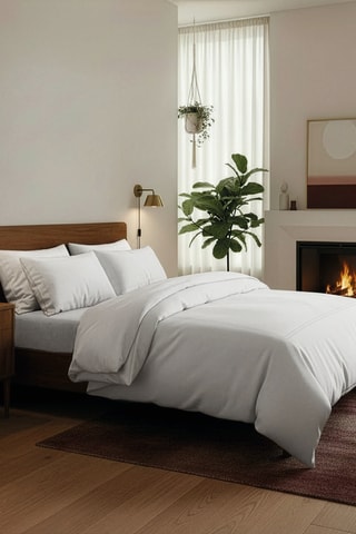 Parure de draps en satin de coton 80 fils/cm² Annecy - Blanc