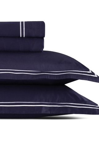 Parure de draps en satin de coton 80 fils/cm² Annecy - Bleu foncé