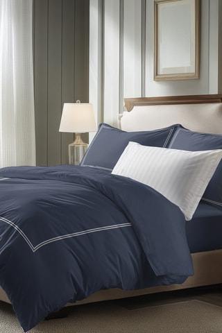 Parure de draps en satin de coton 80 fils/cm² Annecy - Bleu foncé