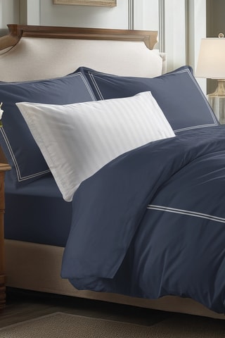 Parure de draps en satin de coton 80 fils/cm² Annecy - Bleu foncé
