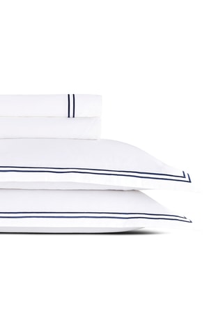 Parure de draps en satin de coton 80 fils/cm² Cannes - Bleu