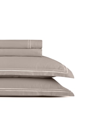 Parure de draps en satin de coton 80 fils/cm² Cannes - Taupe