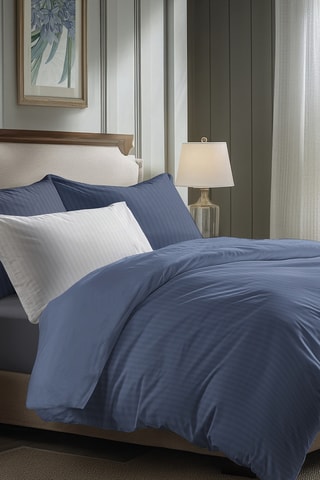 Parure de draps en satin de coton 80 fils/cm²  Dobby stripe woven - Bleu