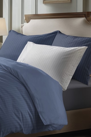 Parure de draps en satin de coton 80 fils/cm²  Dobby stripe woven - Bleu