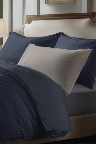 Parure de draps en satin de coton 80 fils/cm²  Dobby stripe woven - Bleu