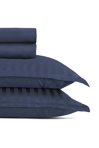 Parure de draps en satin de coton 80 fils/cm²  Dobby stripe woven - Bleu