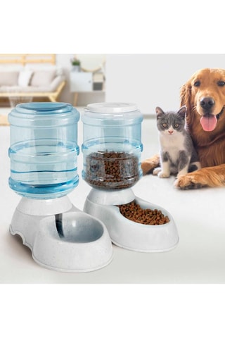 2 dispensadores automáticos de pienso y agua - 30,5 cm