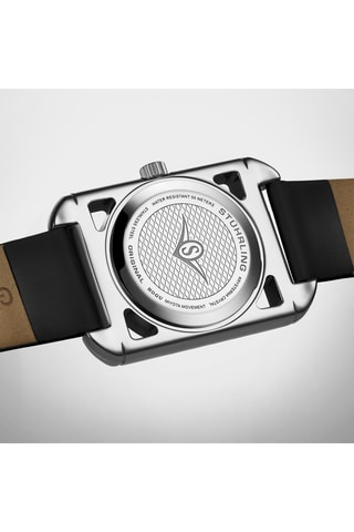 Reloj de cuarzo de piel Symphony - Negro y plateado