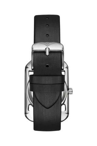 Reloj de cuarzo de piel Symphony - Negro y plateado