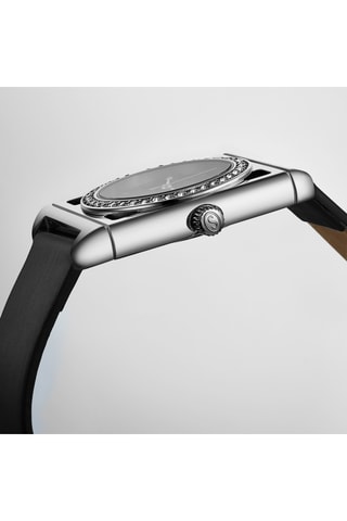 Reloj de cuarzo de piel Symphony - Negro y plateado