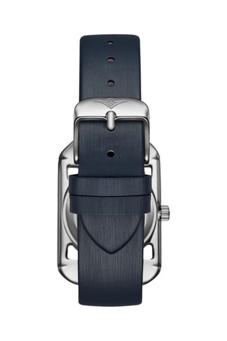 Reloj de cuarzo de piel Symphony - Azul oscuro y plateado