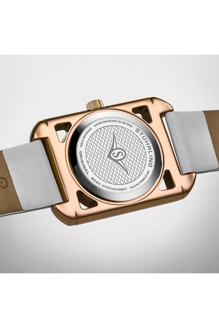 Reloj de cuarzo de piel Symphony - Blanco y dorado
