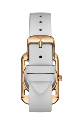 Reloj de cuarzo de piel Symphony - Blanco y dorado