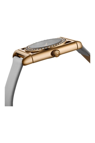 Reloj de cuarzo de piel Symphony - Blanco y dorado