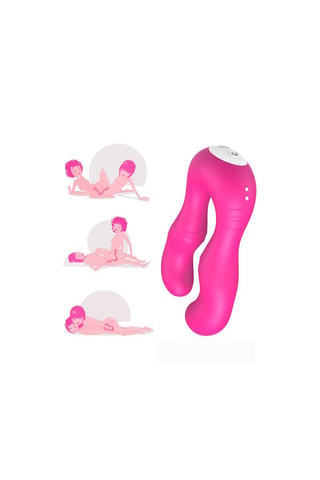 Vibromasseur double tête pour couple avec télécommande Dreamy Toys forme U -  Rose - 6 et 7 cm