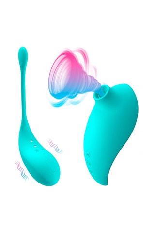 Stimolatore clitorideo 2 in 1  waterproof - Turchese