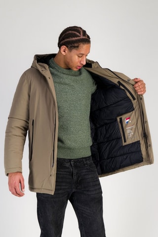 Anorak con capucha - Negro y beige