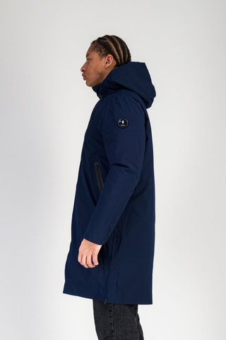 Parka con capucha - Blanco, negro y azul