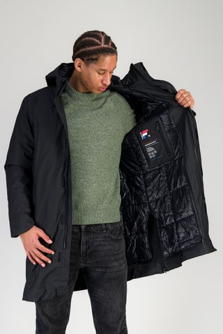 Parka con capucha - Blanco y negro