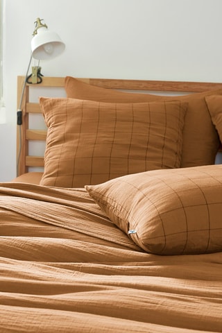 Funda de almohada de algodón 125 g/m² Gaïa Match - Camel
