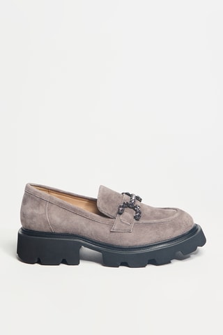 Leren Platform Mocassins - Grijs